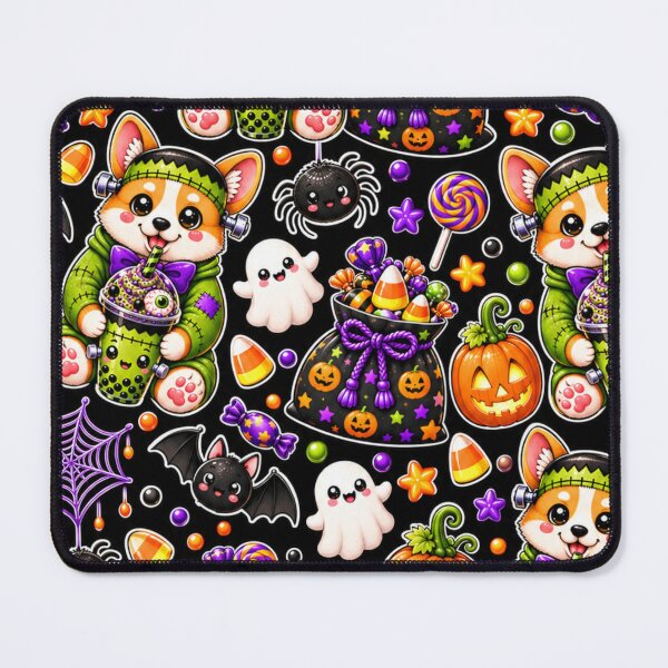 Item preview, Kawaii Halloween Corgi Pattern – Cute Frankenstein Dog, Ghosts, Pumpkins, Candy, Bats & Spider Webs designed and sold by ALH Apparel.