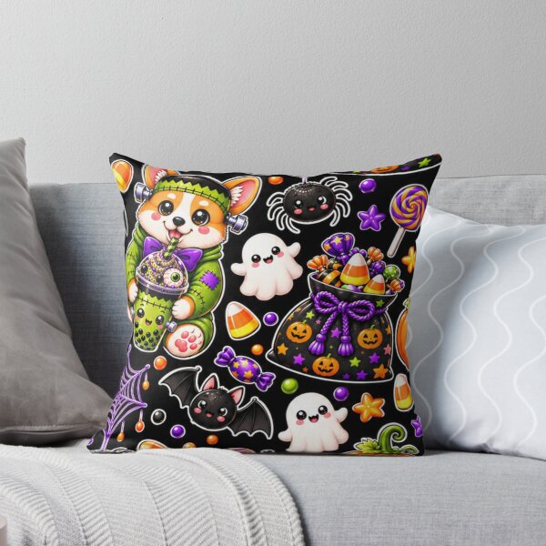Item preview, Kawaii Halloween Corgi Pattern – Cute Frankenstein Dog, Ghosts, Pumpkins, Candy, Bats & Spider Webs designed and sold by ALH Apparel.