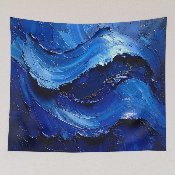 Item preview, Abstract Textured Blue Oil Paint Wave designed and sold by BetweenForms.