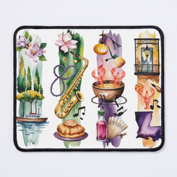 Item preview, Louisiana Bayou Watercolor – Magnolia, Jazz & Crawfish designed and sold by Marie Gems.