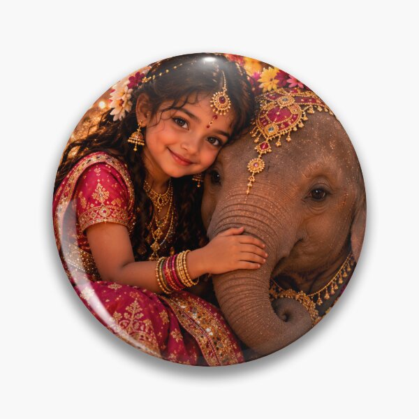 Item preview, Indian girl with baby elephant designed and sold by AnjaSarahArt.