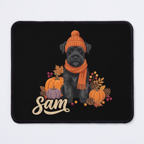 Item preview, Cozy Autumn Black Schnauzer Dog Fall Pumpkins & Leaves designed and sold by MizoX7.