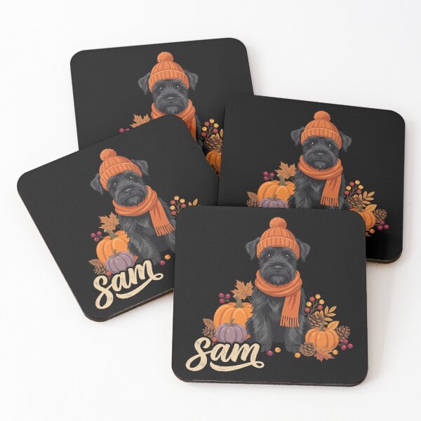Item preview, Cozy Autumn Black Schnauzer Dog  Fall Pumpkins & Leaves designed and sold by MizoX7.