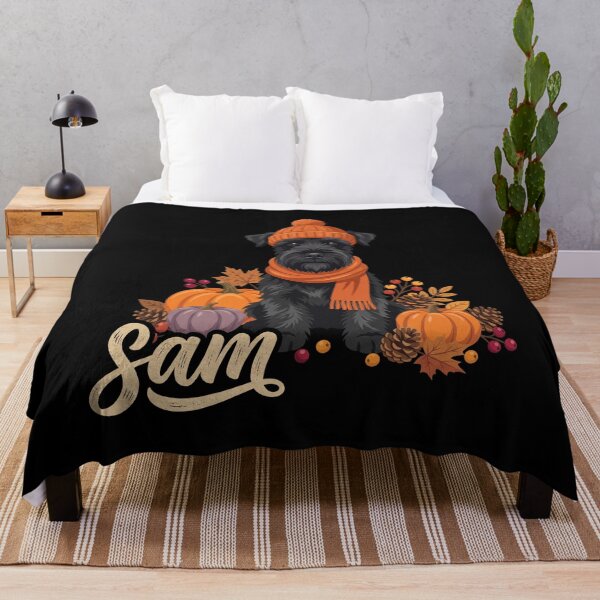 Item preview, Cozy Autumn Black Schnauzer Dog Fall Pumpkins & Leaves designed and sold by MizoX7.