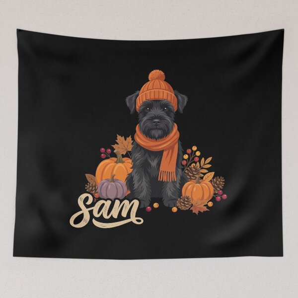 Item preview, Cozy Autumn Black Schnauzer Dog  Fall Pumpkins & Leaves designed and sold by MizoX7.