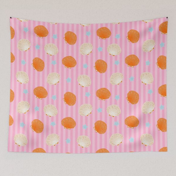 Item preview, Pink Seashell Beach Stripe Pattern designed and sold by jianina-alondra.