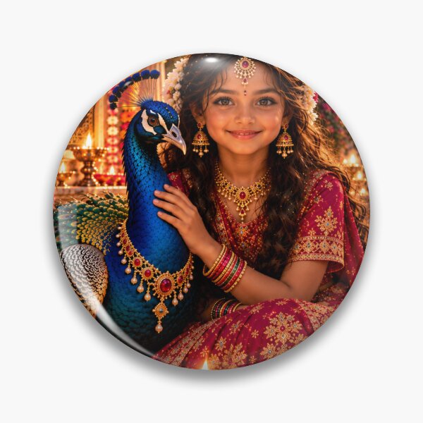 Item preview, Indian girl with peacock designed and sold by AnjaSarahArt.