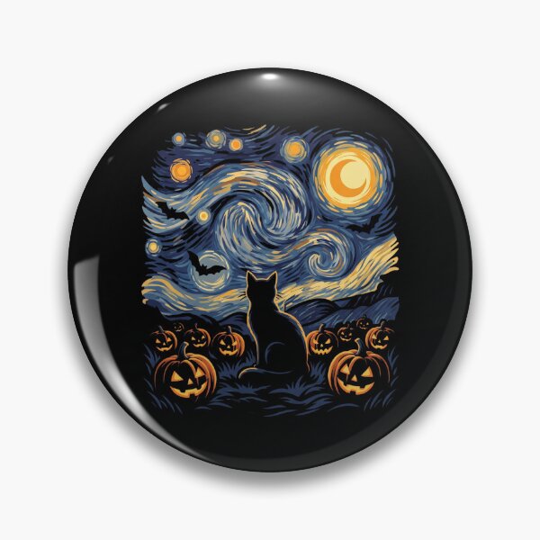 Item preview, Starry Night Spooky Black Cat & Glowing Pumpkins designed and sold by MizoX7.
