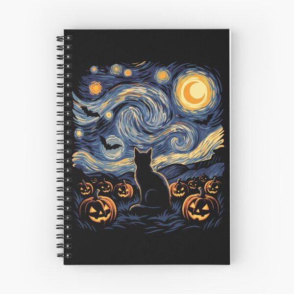 Item preview, Starry Night Spooky Black Cat & Glowing Pumpkins designed and sold by MizoX7.