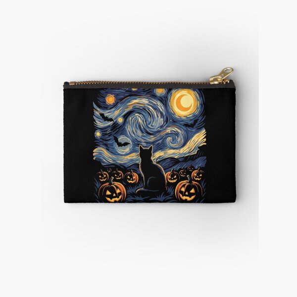 Item preview, Starry Night Spooky Black Cat & Glowing Pumpkins designed and sold by MizoX7.