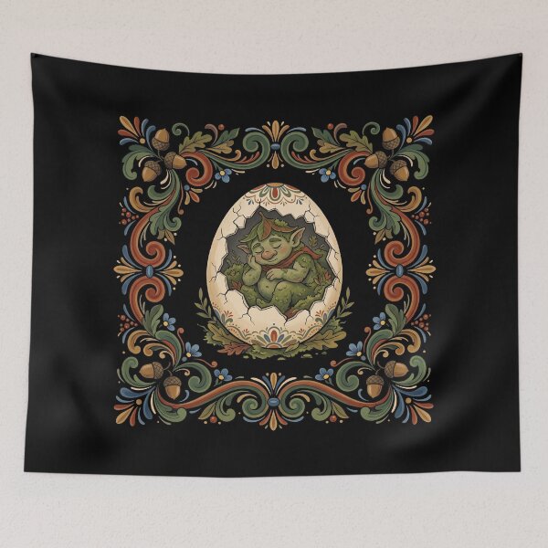 Item preview, Sleeping Goblin in Egg (Folk Art) designed and sold by Blaacklight.