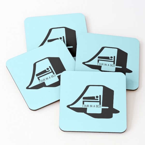 Item preview, Four In A Bed ICON (Black on Lt. Blue) designed and sold by PawsitiveMum3.