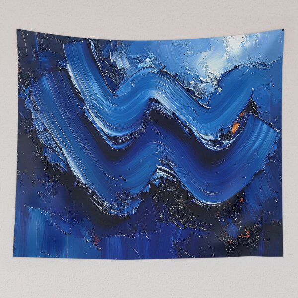 Item preview, Abstract Textured Blue Oil Paint Wave designed and sold by BetweenForms.