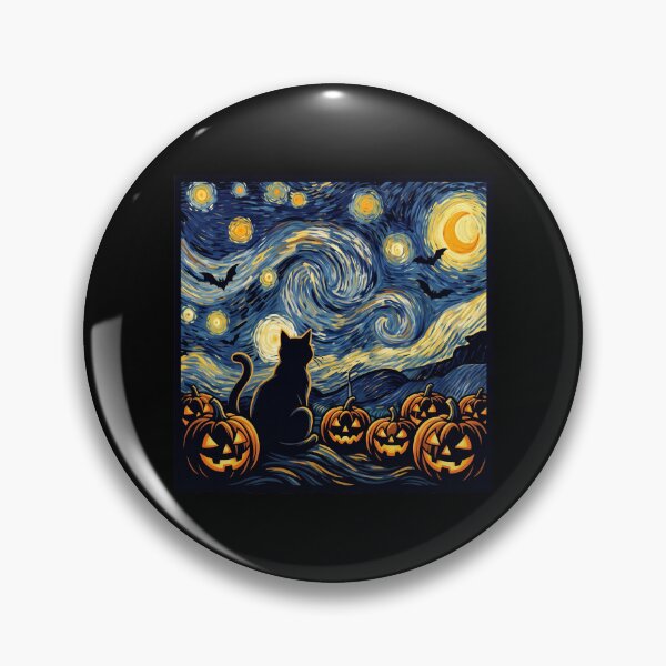 Item preview, Starry Night Spooky Black Cat & Glowing Pumpkins designed and sold by MizoX7.
