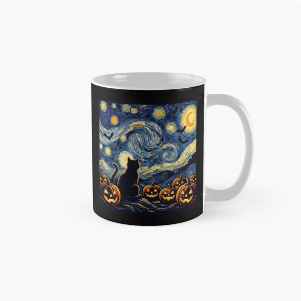 Item preview, Starry Night Spooky Black Cat & Glowing Pumpkins designed and sold by MizoX7.