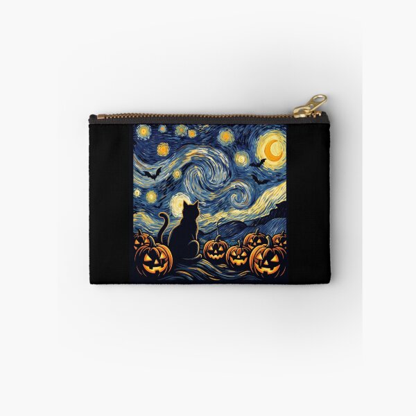 Item preview, Starry Night Spooky Black Cat & Glowing Pumpkins designed and sold by MizoX7.