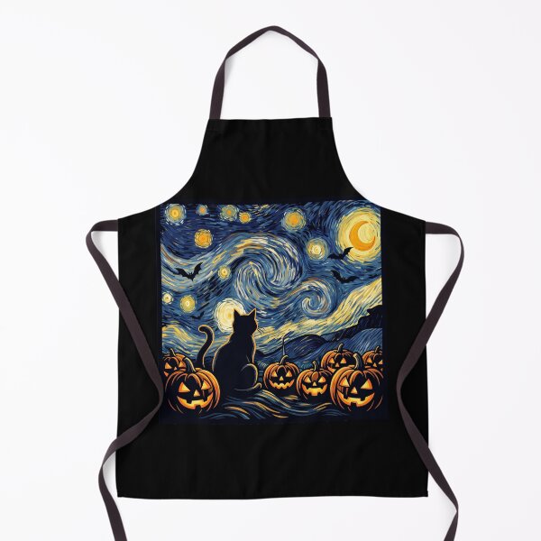 Item preview, Starry Night Spooky Black Cat & Glowing Pumpkins designed and sold by MizoX7.