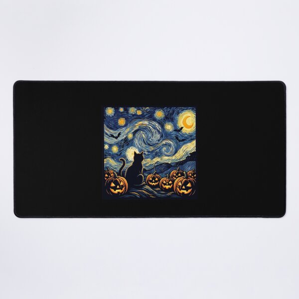 Item preview, Starry Night Spooky Black Cat & Glowing Pumpkins designed and sold by MizoX7.