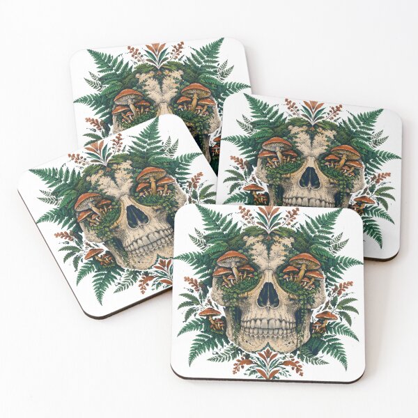 Item preview, Botanical Mushroom Skull and Fern Illustration designed and sold by Avenuse style.