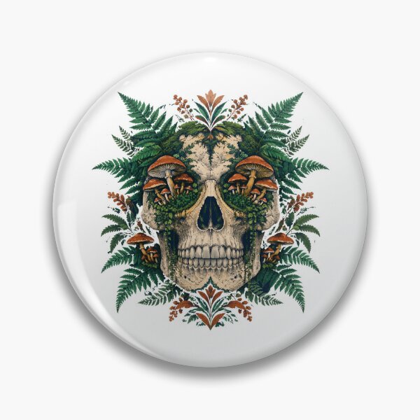 Item preview, Botanical Mushroom Skull and Fern Illustration designed and sold by Avenuse style.