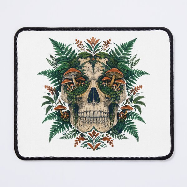 Item preview, Botanical Mushroom Skull and Fern Illustration designed and sold by Avenuse style.