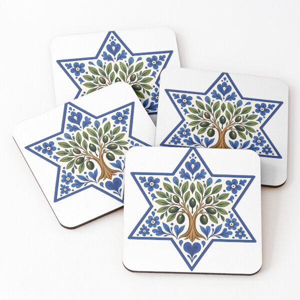 Item preview, Star of David Olive Tree Jewish Folk Art designed and sold by Gold Turtle  Lina.