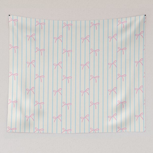 Item preview, Pink Bow Blue Stripe Gift Pattern designed and sold by jianina-alondra.