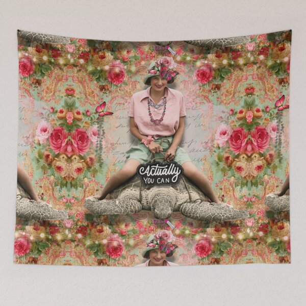 Item preview, 1920s Colorized Lady Sitting On Turtle/Quote designed and sold by AsheDinaArt.