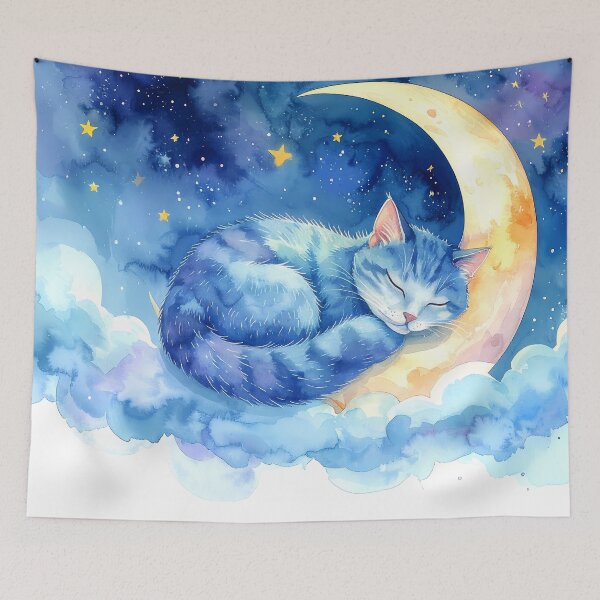 Item preview, Sleeping Cat on Crescent Moon designed and sold by BetweenForms.
