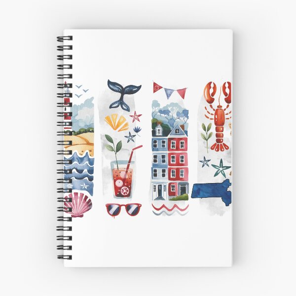 Item preview, Massachusetts Coastal Watercolor – Whale, Lobster & Lighthouse designed and sold by Marie Gems.