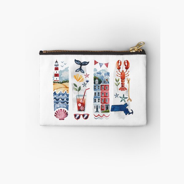 Item preview, Massachusetts Coastal Watercolor – Whale, Lobster & Lighthouse designed and sold by Marie Gems.