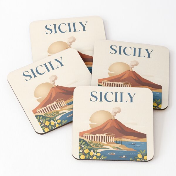 Item preview, Sicily Italy Vintage Travel Poster - Minimalist Mediterranean Art Print designed and sold by DuckOddity.