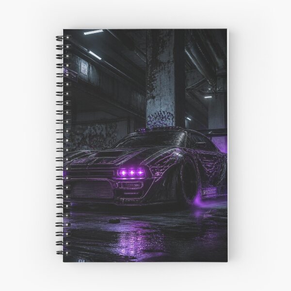 Item preview, Cyberpunk Muscle Car Magenta Neon Dystopian Drift Art designed and sold by LazyDayzCo.