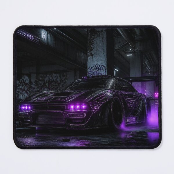 Item preview, Cyberpunk Muscle Car Magenta Neon Dystopian Drift Art designed and sold by LazyDayzCo.
