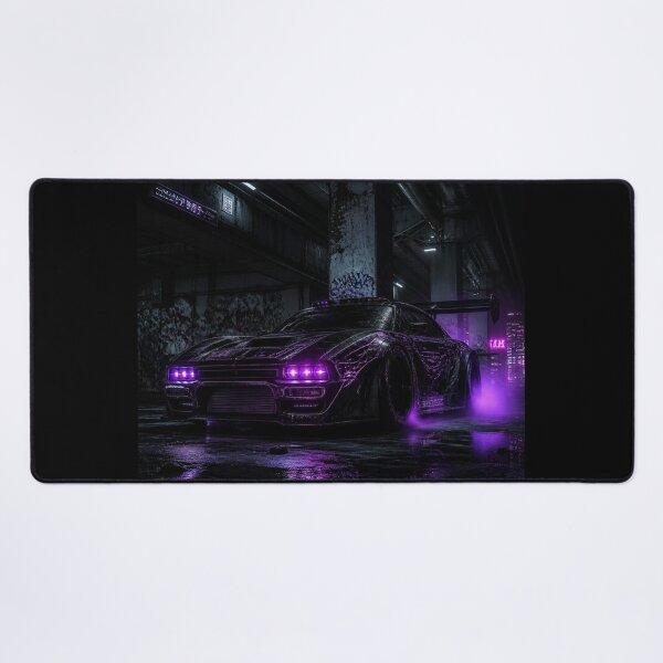 Item preview, Cyberpunk Muscle Car Magenta Neon Dystopian Drift Art designed and sold by LazyDayzCo.