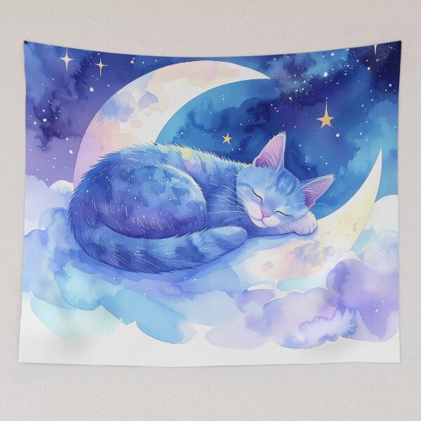 Item preview, Sleeping Cat on Crescent Moon designed and sold by BetweenForms.