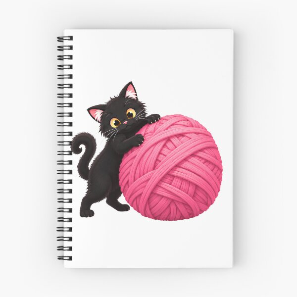 Item preview, Cute Black Cat Hugging a Pink Yarn Ball  designed and sold by warrrsx.