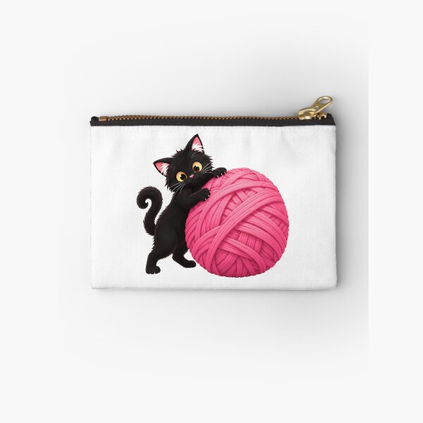 Item preview, Cute Black Cat Hugging a Pink Yarn Ball  designed and sold by warrrsx.