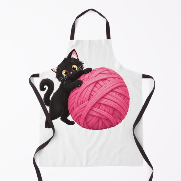 Item preview, Cute Black Cat Hugging a Pink Yarn Ball  designed and sold by warrrsx.