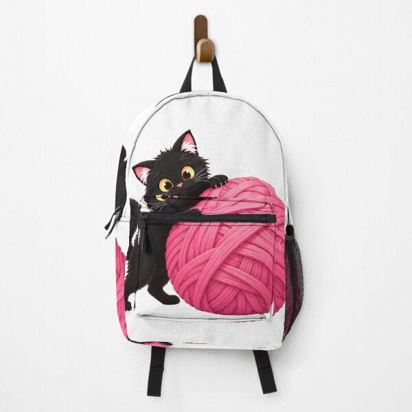 Item preview, Cute Black Cat Hugging a Pink Yarn Ball designed and sold by warrrsx.