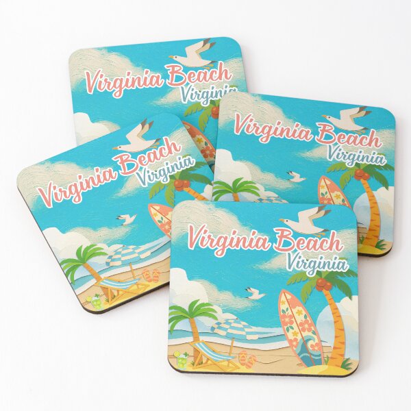 Item preview, Virginia Beach Retro Paper-Cut Coastal Art | Travel Souvenir Design designed and sold by DonnaRaine.
