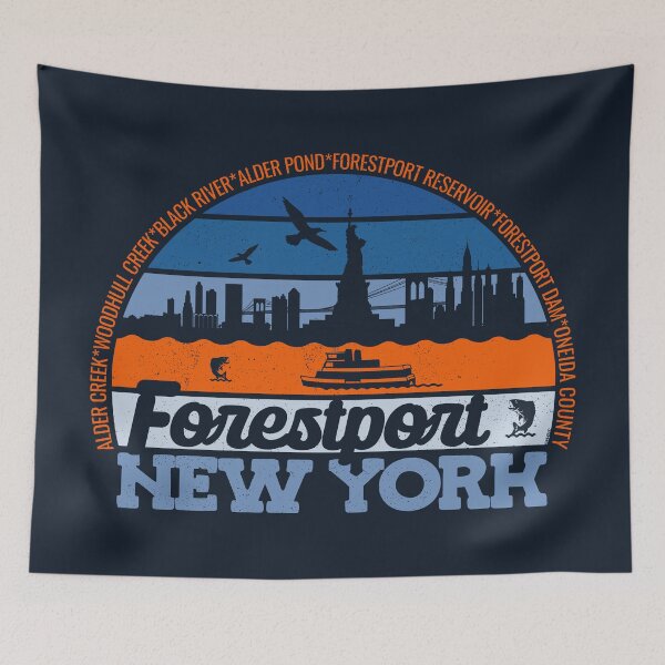 Item preview, Logotipo retro vintage de orgullo local con puesta de sol en Forestport, Nueva York designed and sold by CRHPOD20.