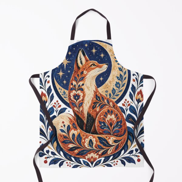 Item preview, Celestial Fox Moon Botanical Folk Art designed and sold by Gold Turtle  Lina.