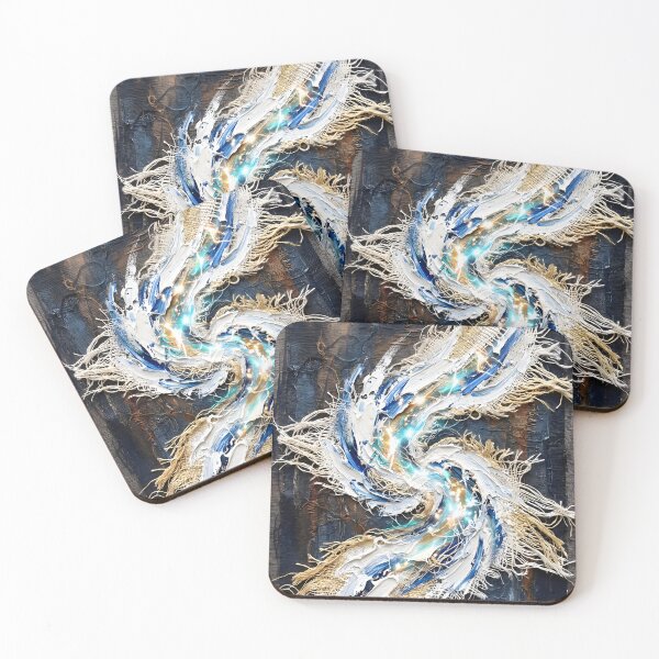 Item preview, Blue Gold Energy Spiral Abstract designed and sold by ArtlightStudio.