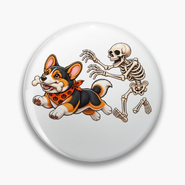 Item preview, Corgi Dog Stealing Bone from Skeleton Halloween Costume designed and sold by 76Valeria.