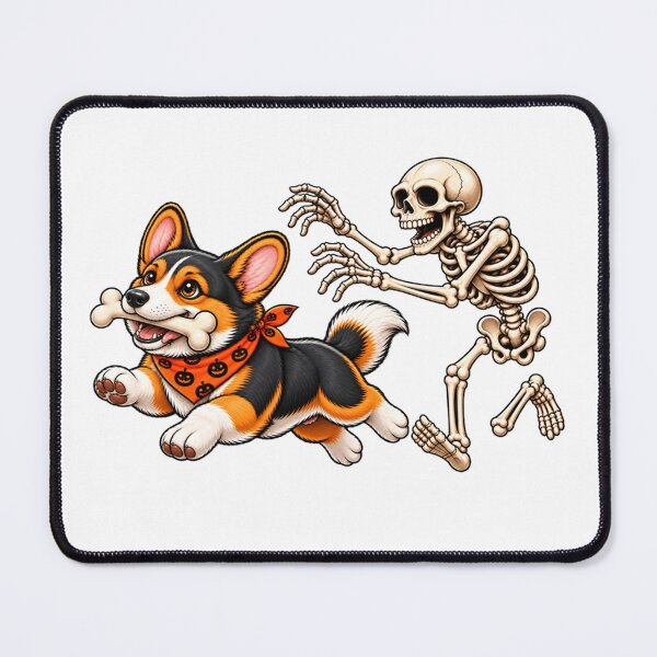 Item preview, Corgi Dog Stealing Bone from Skeleton Halloween Costume designed and sold by 76Valeria.