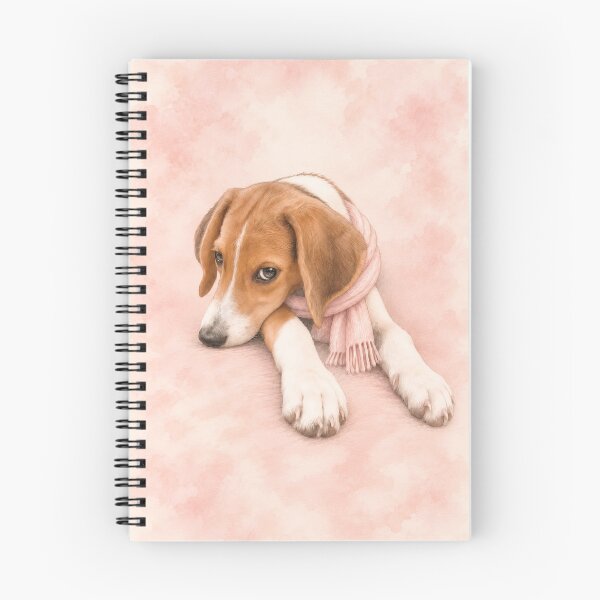 Item preview, Cute Watercolor Hound Puppy Dog in Pink Scarf designed and sold by RescueHeart10.