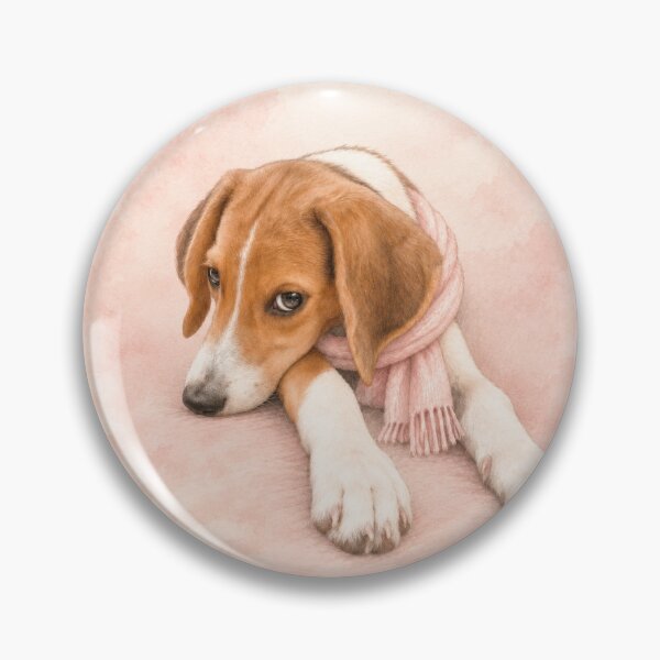 Item preview, Cute Watercolor Hound Puppy Dog in Pink Scarf designed and sold by RescueHeart10.