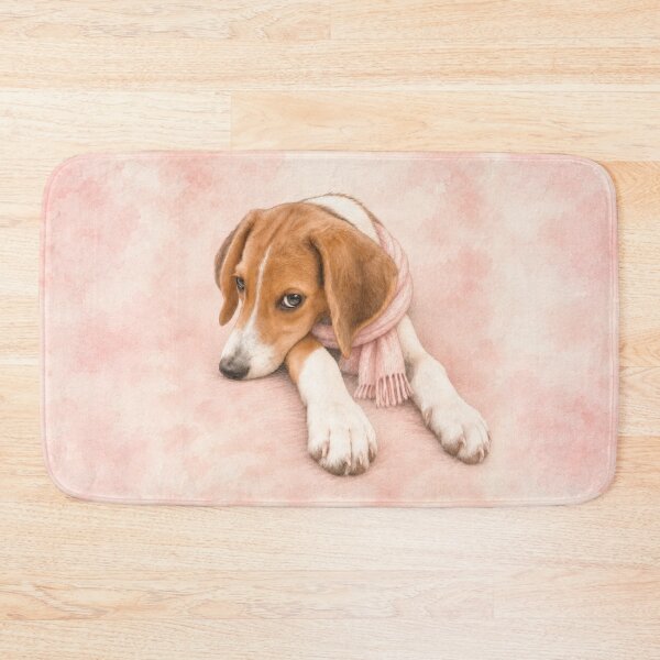 Item preview, Cute Watercolor Hound Puppy Dog in Pink Scarf designed and sold by RescueHeart10.