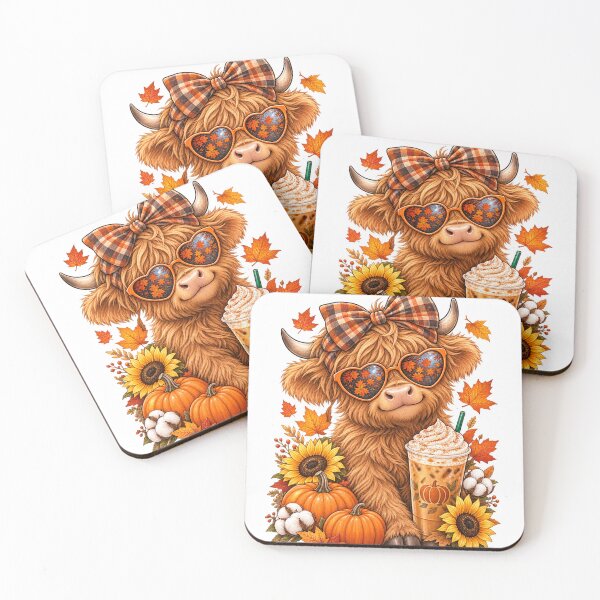 Item preview, Cute Fall Highland Cow Pumpkin Spice Latte Autumn Flowers Thanksgiving Graphic designed and sold by PixelForge Studio2.